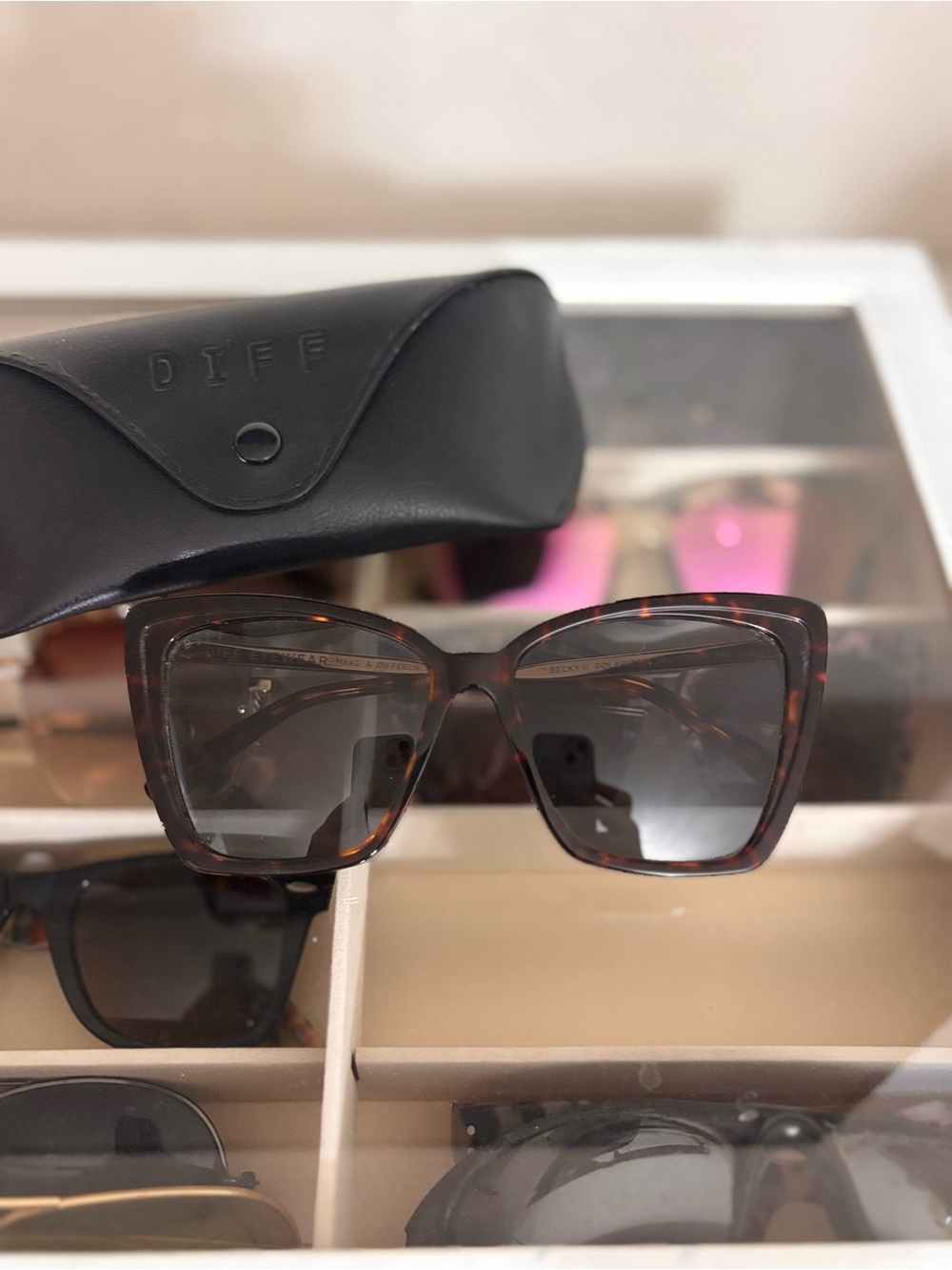 Diff Eyewear Tortoiseshell Sunglasses with dark Gradient Lenses